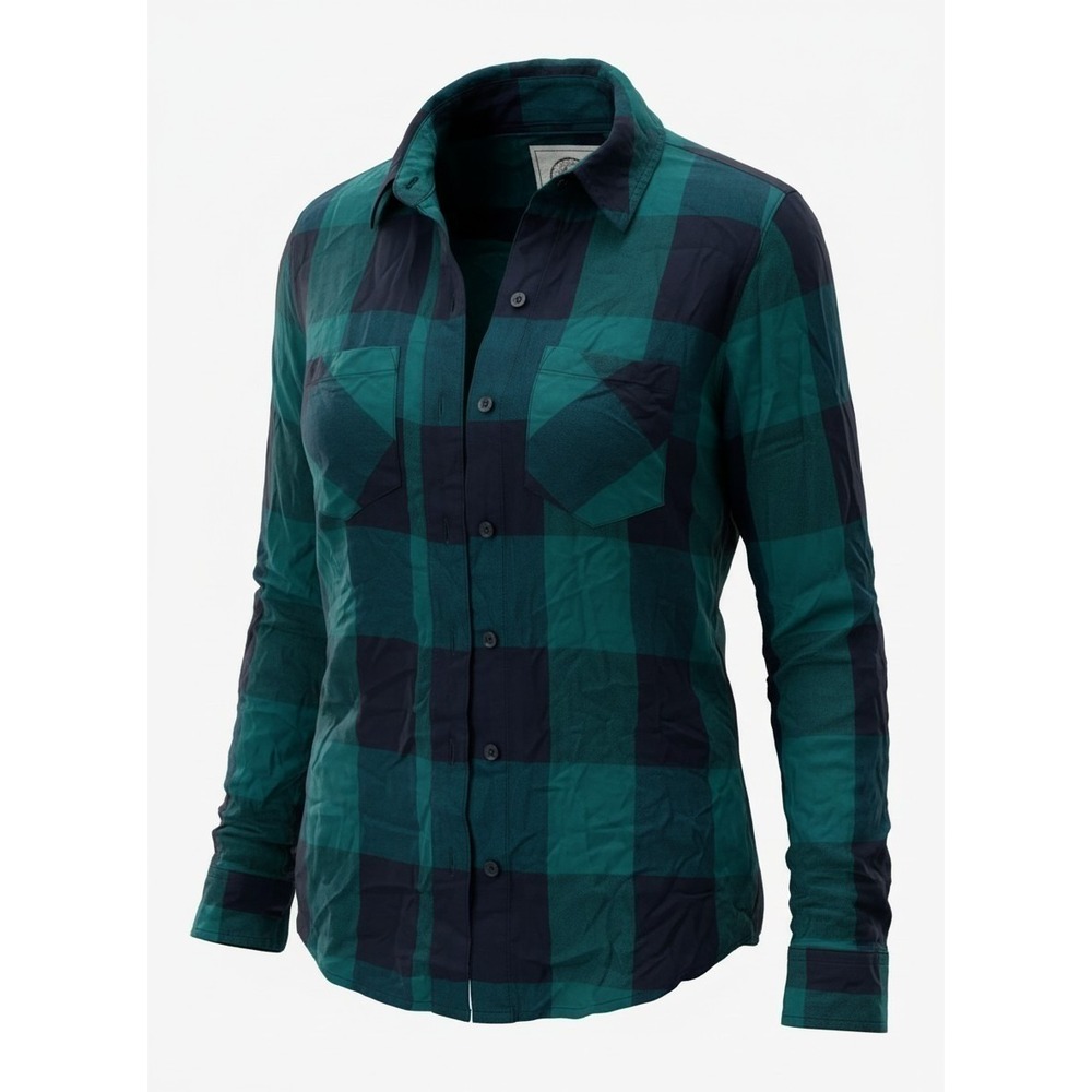 SO Authentic American Heritage Plaid Button Down Shirt Teal Navy XS - Picture 3 of 5